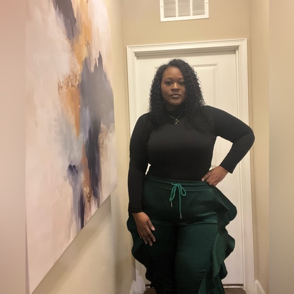 PLUS Size Emerald Ruffle Joggers - Picture 8 of 8